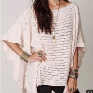 Free People Snow Nymph Pink Cape Pointelle Poncho Women’s Size Medium